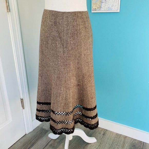 Talbots Wool Blend Crochet Hem Tweed A-line Skirt (size 12P) - Picture 1 of 8